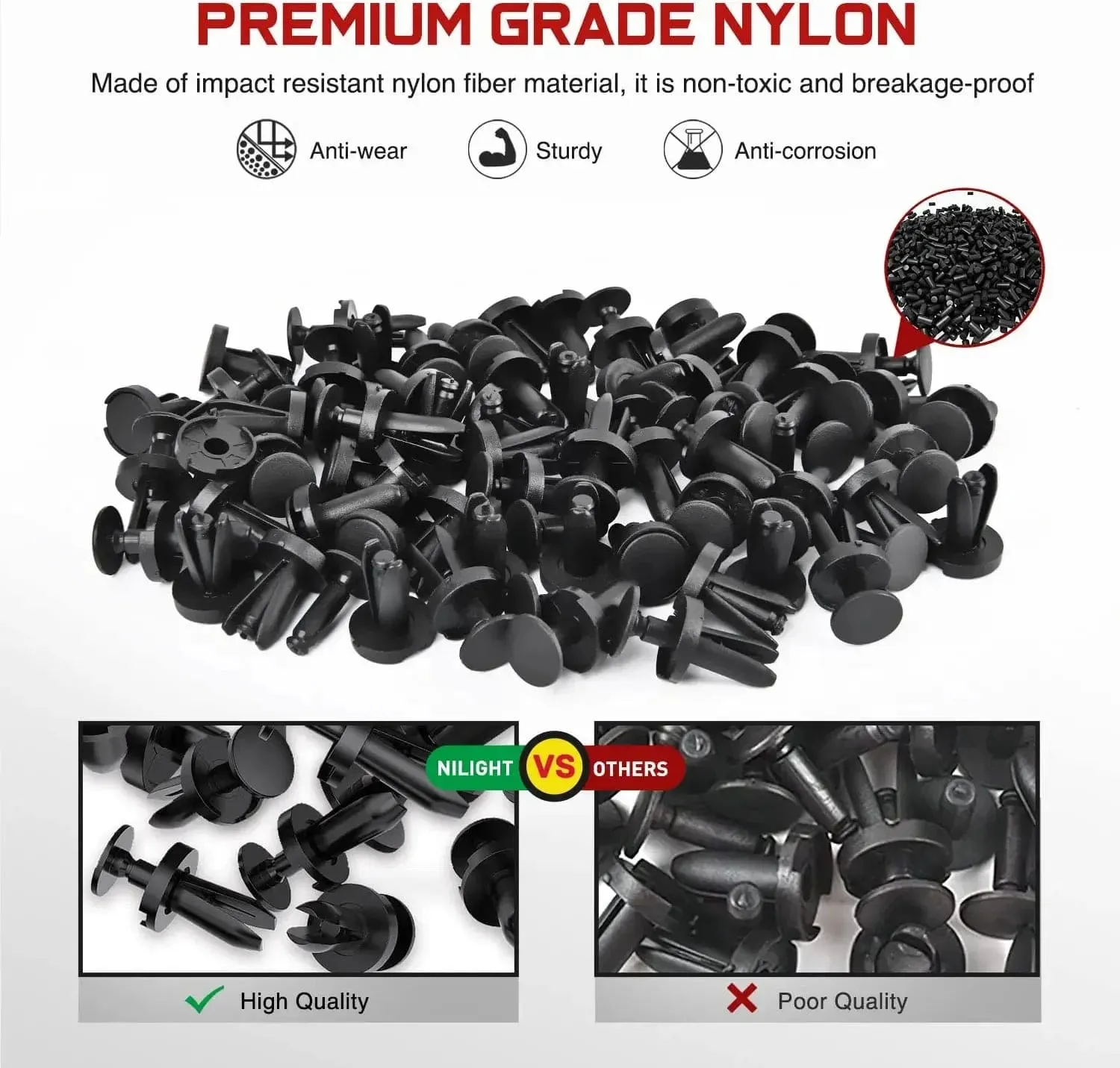 100 Pcs Head 18.5mm Hole 8mm Push-Type Fender Liner Retainer Clips Replacement for Chrysler 6504521, 04575412AF Jeep Liberty Grand Caravan Dodge Charger Grand Caravan