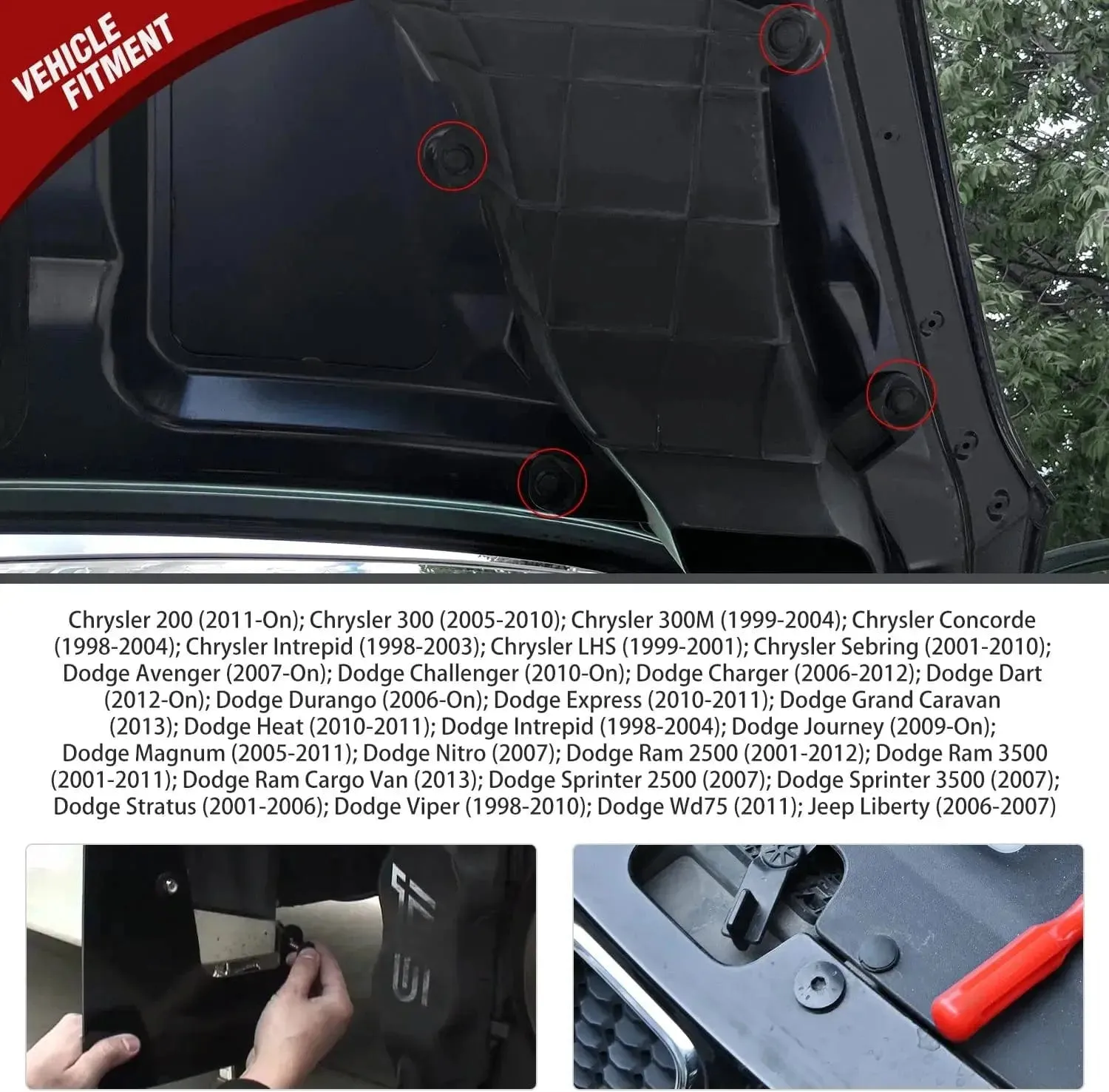100 Pcs Head 18.5mm Hole 8mm Push-Type Fender Liner Retainer Clips Replacement for Chrysler 6504521, 04575412AF Jeep Liberty Grand Caravan Dodge Charger Grand Caravan