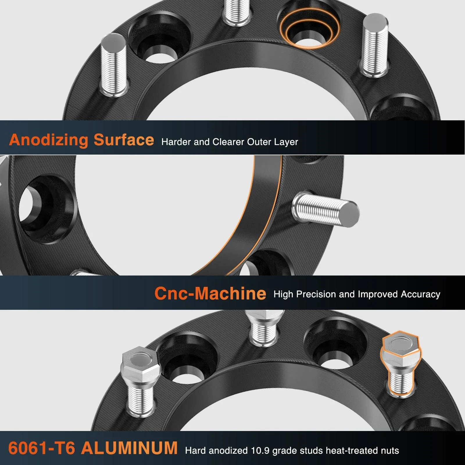 2inch (50mm) Wheel Spacers 4Pcs For 2007-2018 Jeep Wrangler JK JKU 2005-2010 Grand Cherokee WK 1999-2010 Grand Cherokee WJ/WK  | 5x127 | 71.5 Hub Bore | 1/2-20 Studs
