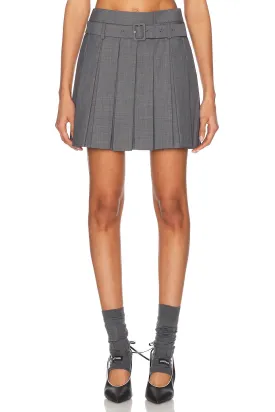 Belt Embellished Pleated Skirt