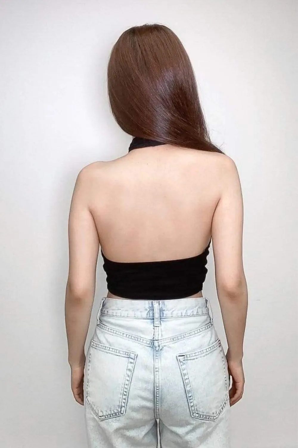 Black Cross Over Backless Top