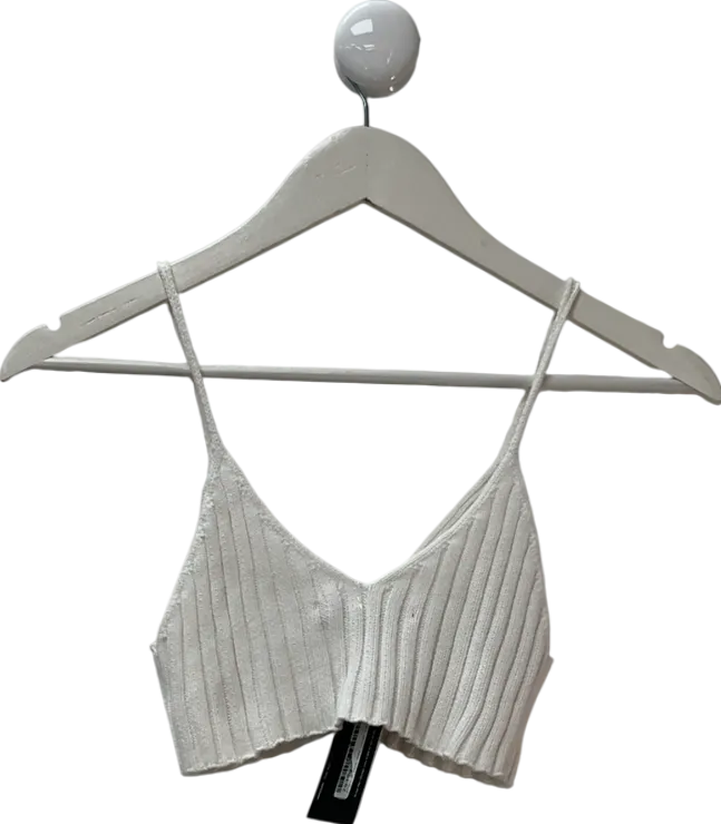 French Connection White Vhari Loungewear Strappy Crop Top UK XS