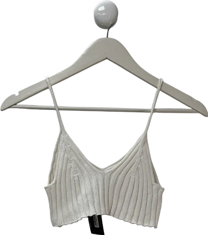 French Connection White Vhari Loungewear Strappy Crop Top UK XS