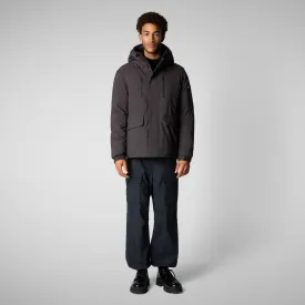 Men's  hooded parka Hiram in brown black