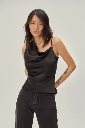 Satin Asymmetric Cowl 
Neck Cami