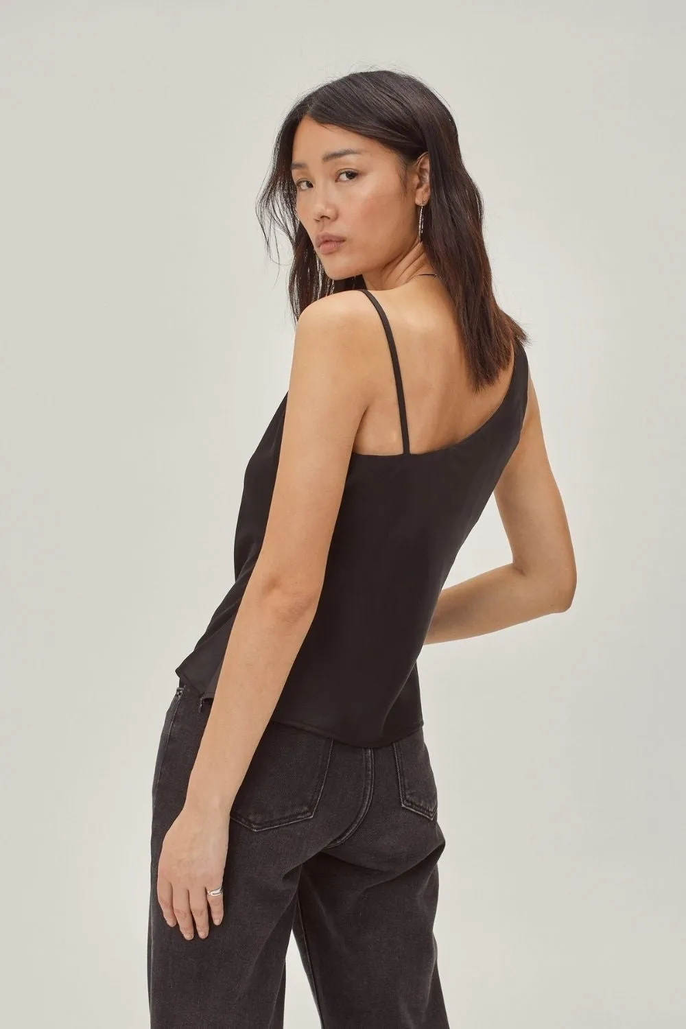 Satin Asymmetric Cowl 
Neck Cami
