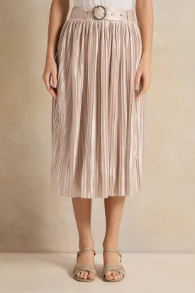 Senior Girls Pink Pleated Skirts With Belt