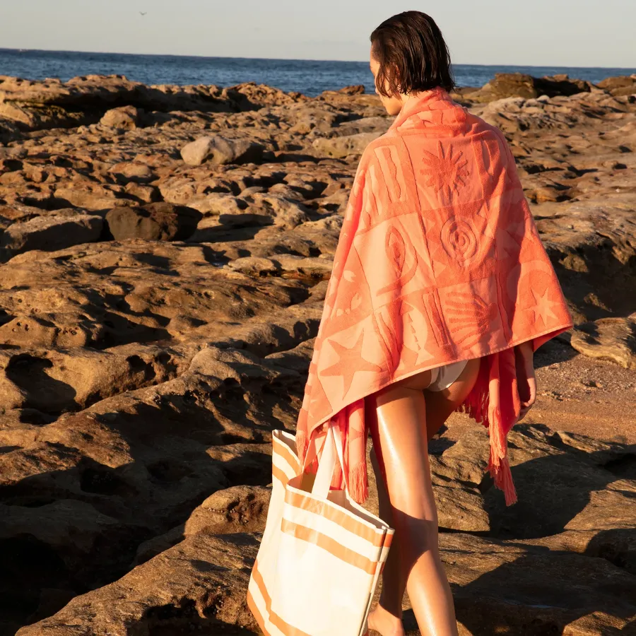 Sunnylife Luxe Towel De Playa Coral S31LUXDC